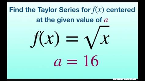 Find The Taylor Series For Fx Sqrtx Centered At A 16 And