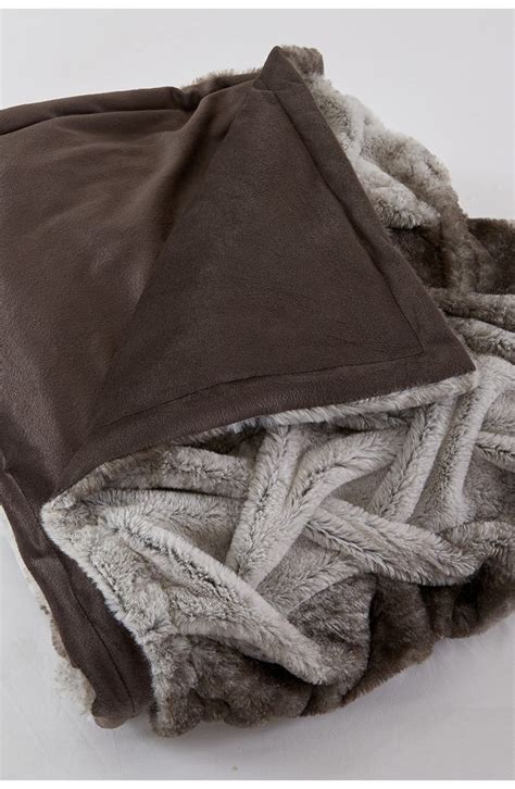 Modern Threads Faux Fur Braided Reversible Throw Taupe Nordstromrack