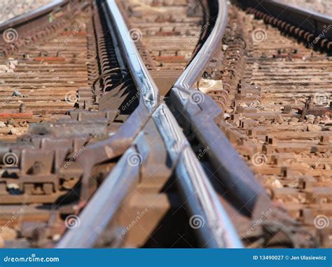 Train Tracks Crossing Stock Image Image Of Reflection 13490027