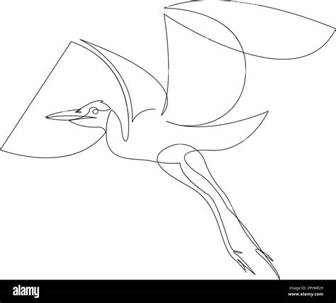 Stork flying in the sky continuous line drawing. Heron bird in flight ...