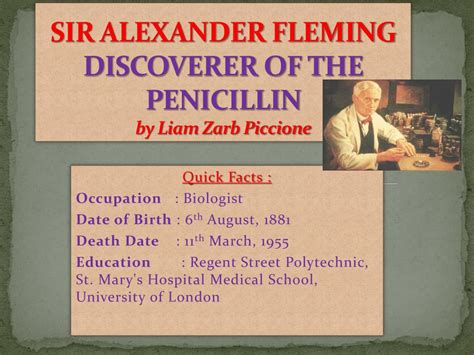 Ppt Sir Alexander Fleming Discoverer Of The Penicillin By Liam Zarb Piccione Powerpoint