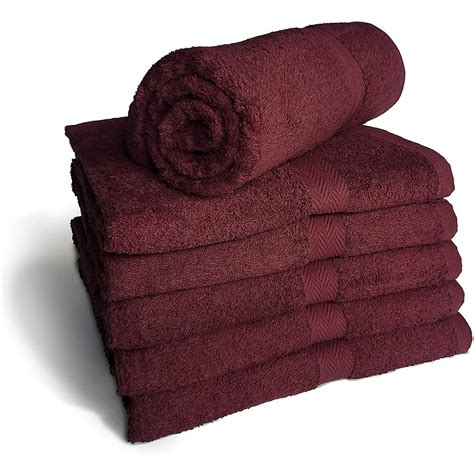 Burgundy 24x48 Bath Towels by Royal Comfort, 9.0 Lbs per dz, Combed Cotton. Sold as 6 Towels per ...