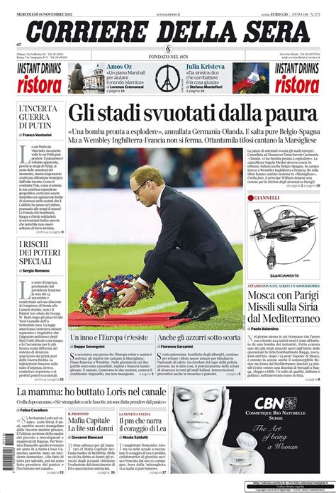 Le Prime Pagine Dei Quotidiani Che Sono In Edicola Oggi Novembre