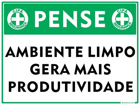 Placa Ambiente Limpo Gera Mais Produtiv X Cm Em Alum Nio R