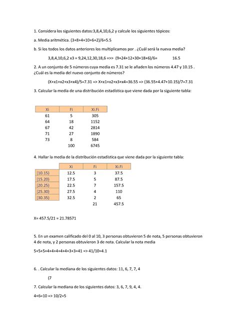 Tarea Estadística Semana Considera Los Siguientes Datos 3 8 4 10 6 2