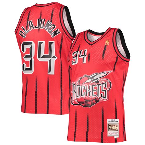 Mens Mitchell And Ness Hakeem Olajuwon Red Houston Rockets 1996 97