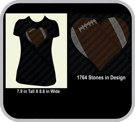 Football Rhinestone Heart Tshirtfootball Shirt Rhinestone Football