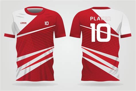 Plantilla De Camiseta Deportiva Blanca Roja Para Uniformes De Equipo Y