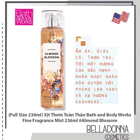 Full Size 236ml Xịt Thơm Toàn Thân Bath And Body Works Fine Fragrance Mist 236ml Almond