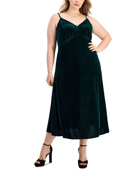 Taylor Plus Size Velvet Empire Waist Sleeveless Midi Dress Macys