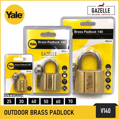 Yale V140 Outdoor Brass Padlock Heavy Duty 25 30mm 40mm 50mm 60mm 70mm