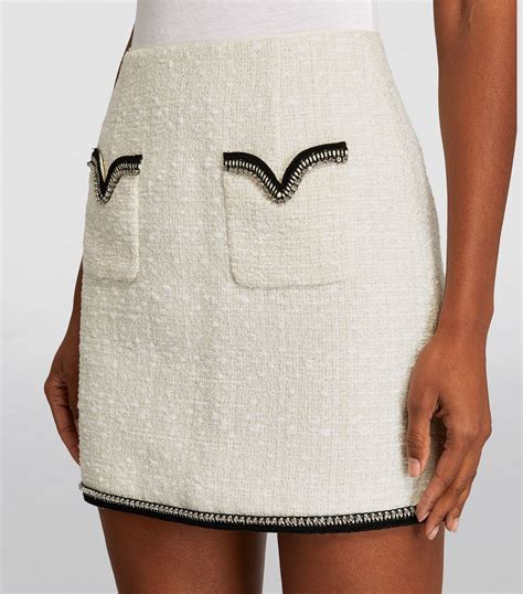 Self Portrait Ivory Embellished Boucl Mini Skirt Harrods Uk