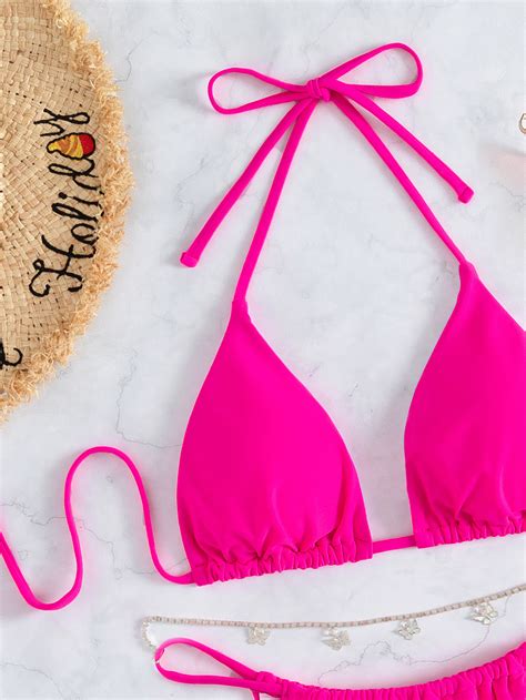 Ins Three Point Butterfly Accessories Bikini Suit Sexy Lace Up Halter Backless Beach Swimsuit