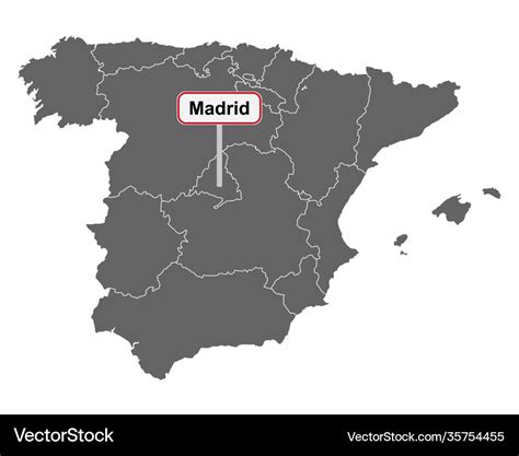 Map spain with place name sign madrid Royalty Free Vector