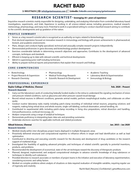 Biotechnology Resumes Example