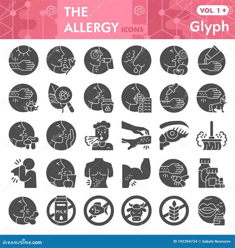 Allergy Solid Icon Set Allergen Symbols Collection Or Sketches