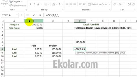 Excel Finans Basit Faiz Hesaplama Simple Interest YouTube