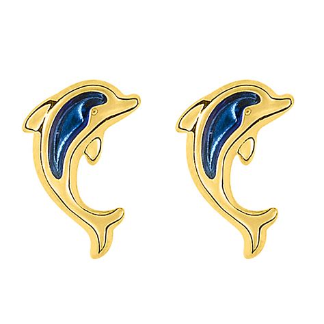 Boucles D Oreilles Dauphins Vis Or Jaune Ct Sur Premiercadeau