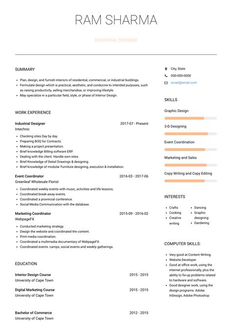 Industrial Designer Resume Samples: #1 Resource for Templates & Skills ...