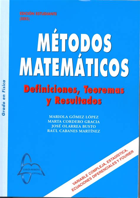 Metodos Matematicos Antonio Garcia Maroto Comprar Libro