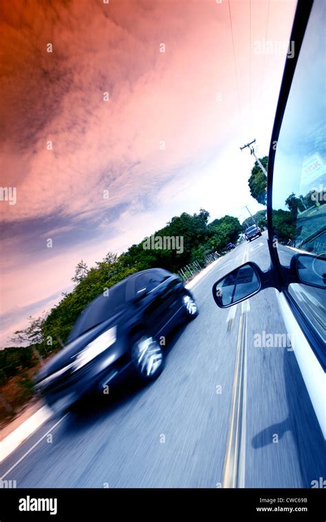 Speedy Day Drive On Car Stock Photo Alamy