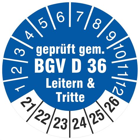 100 Prüfplaketten 30 mm geprüft gem BGV D 36 Leitern Tritte 2021