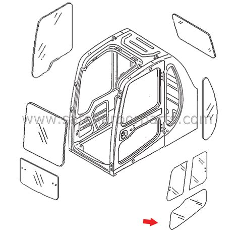 20y 54 35721 Komatsu Excavator Cab Lower Door Glass