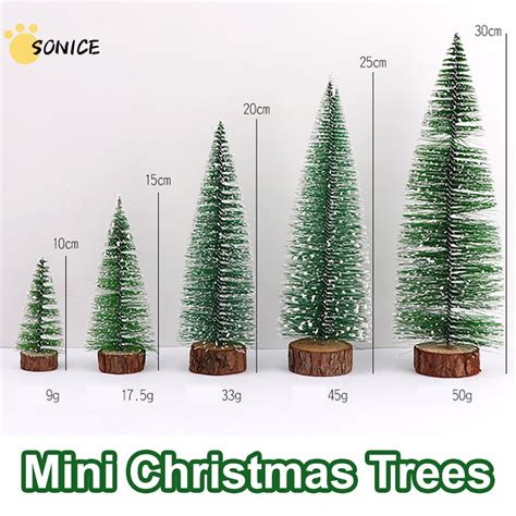 Mini Árvores De Natal Pincel Com Base De Madeira Árvore Para Decoração