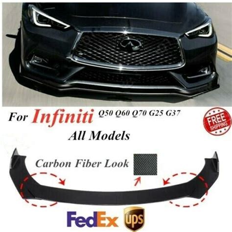 Carbon Style Front Bumper Lip Body Kit Spoiler Splitter For Infiniti