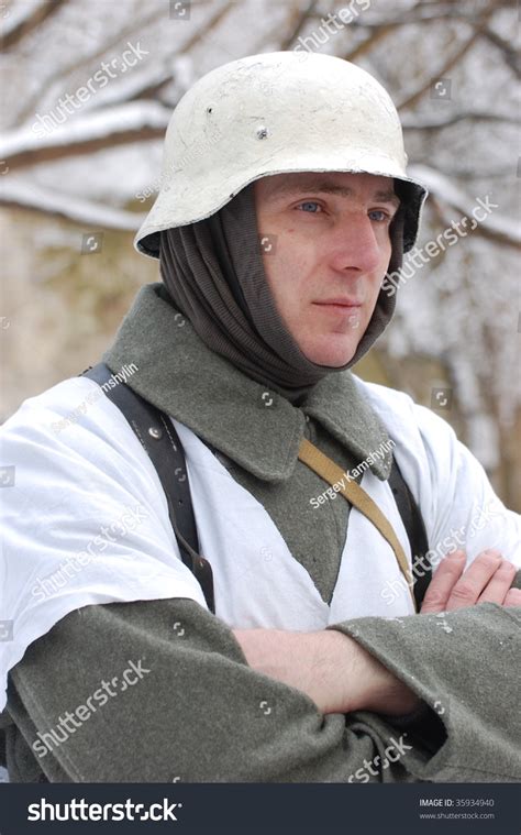 German Soldier Of Ww2 Winter Uniform Stock Photo 35934940 Shutterstock