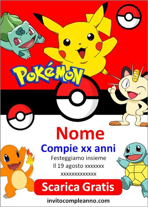 Inviti Di Compleanno Pokemon Invito Compleanno