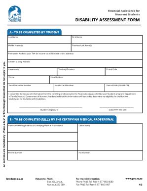 Fillable Online Gov Nu Disability Assessment Form Fax Email Print