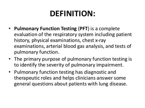 Pulmonary Function Testing Simplified Description