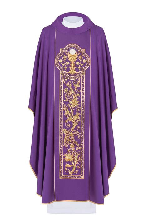 Chasuble Brodée Du Symbole Du Calice Eucharistique Violet Etsy France