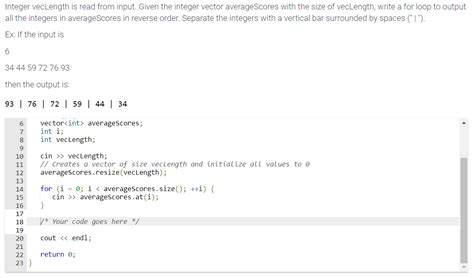 Solved Integer Veclength Is Read From Input Given The Chegg