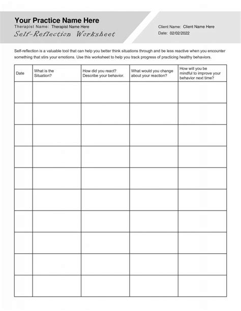 Self Reflection Worksheets Templates To Use In Therapy Hot Sex Picture