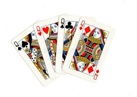 Vintage Playing Cards Showing Four Queens. Stock Illustration ...