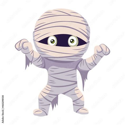 Mummy Monster For Halloween Vector Flat Cartoon Illustration Stock