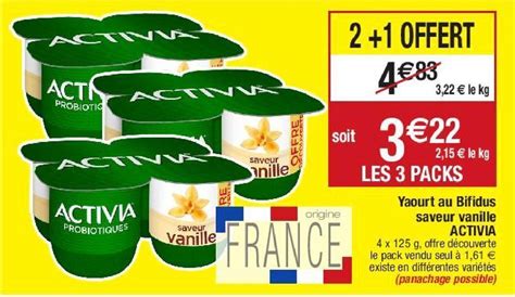 Promo Yaourt Au Bifidus Saveur Vanille Activia Chez Migros