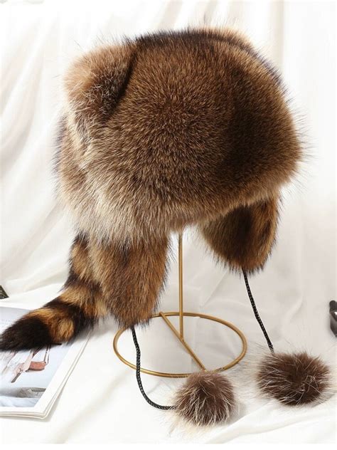 Real Raccoon Fur Tail Hat Handmade Raccoon Fur Hat Raccoon Etsy