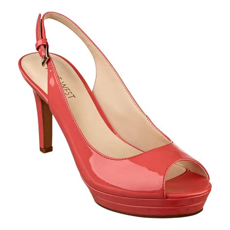 Nine west Able High Heel Peep Toe Pumps in Orange | Lyst