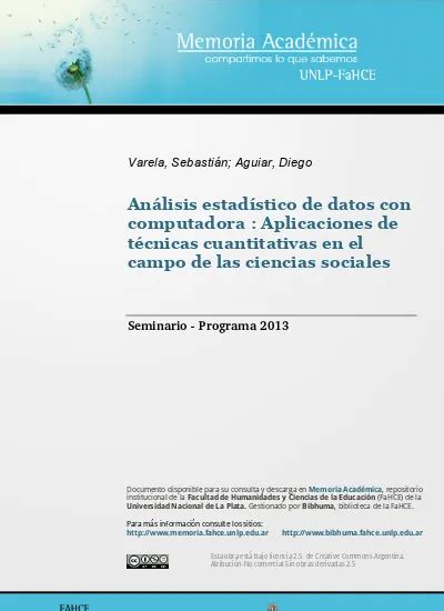 Análisis Estadístico De Datos Con Computadora Aplicaciones De