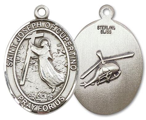 St Joseph Of Cupertino Helicopter Medal 1 Tall Sterling Silver