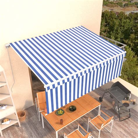 Toldo retrátil manual estore 4 53 m azul e branco Loja Sitio da