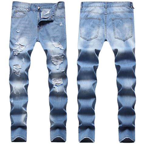 Yuwull Men Ripped Skinny Jeans Distressed Destroyed Slim Fit Denim