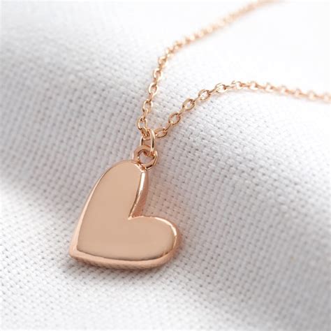 Puffed Heart Pendant Necklace Silver Rose Gold Etsy