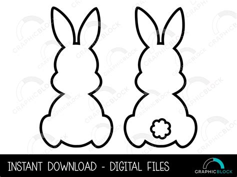 Easter Bunny Outline Svg Bundle Bunny Silhouette Shape Set Rabbit Vector Cricut Cut File