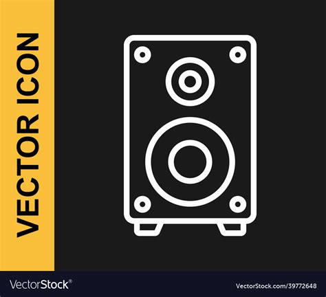 White Line Stereo Speaker Icon Isolated On Black Vector Image