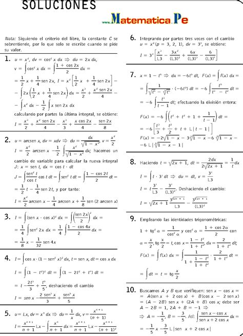 Integrales Indefinidas M Todos De Integraci N Ejercicios Resueltos