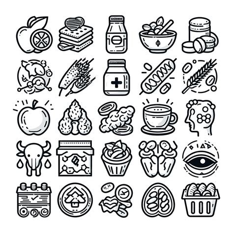 Colecciones De íconos De Nutrición Iconos De Ilustración Vectorial Tipos De Alimentos Frutas